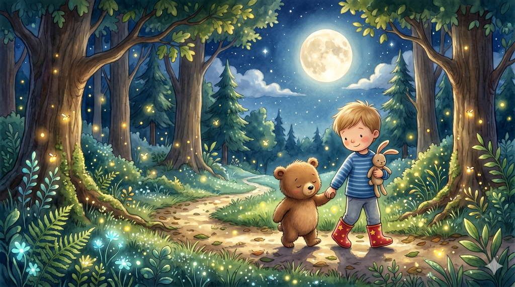 The Brave Boy and the Sleepy Bear Cub